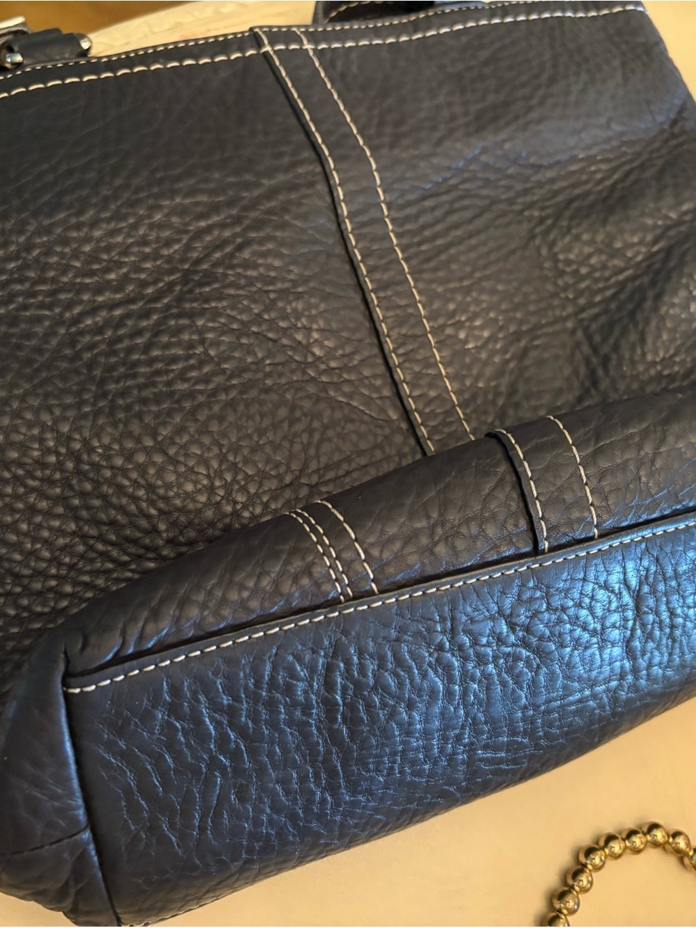 Coach Black Leather Shoulder Tote with Contrast Stitching - Picture 9 of 11